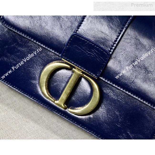 Dior 30 Montaigne Vintage Waxed Leather Flap Bag Midnight Blue 2019 (XXG-0010428)