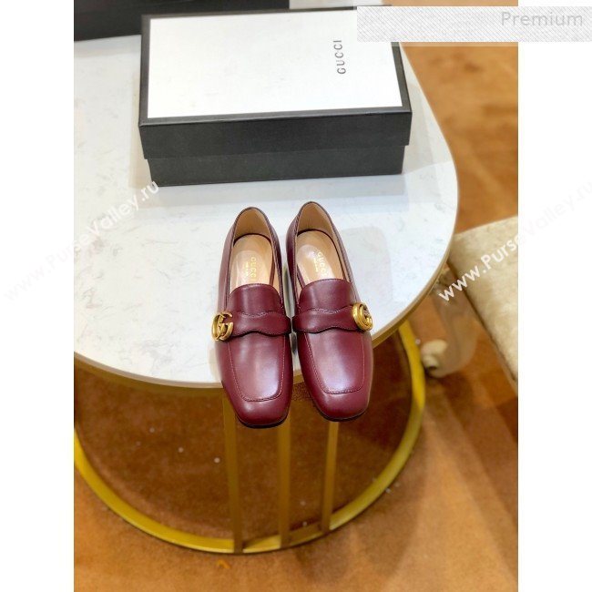 Gucci Leather Double G Loafer 602496 Burgundy 2020 (SY-0010603)