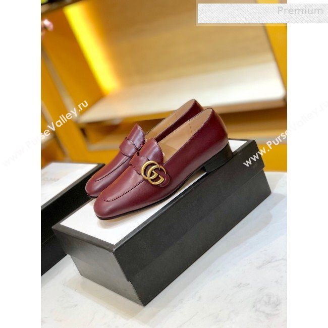 Gucci Leather Double G Loafer 602496 Burgundy 2020 (SY-0010603)