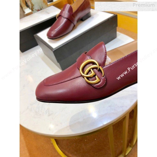 Gucci Leather Double G Loafer 602496 Burgundy 2020 (SY-0010603)