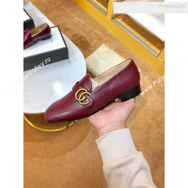 Gucci Leather Double G Loafer 602496 Burgundy 2020 (SY-0010603)