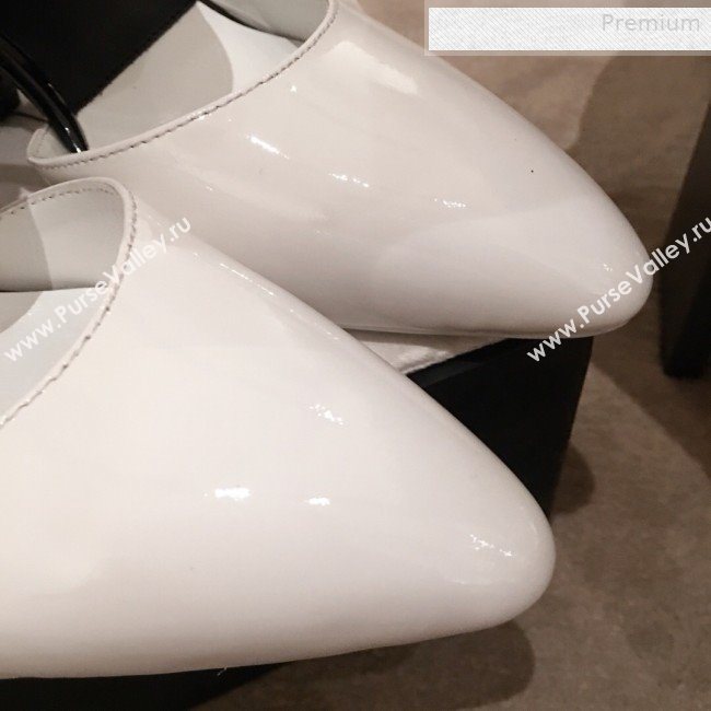 Chanel Patent Calfskin Mary Jane Open Ankle Short Boots G35431 White/Black 2020 (KL-0010604)