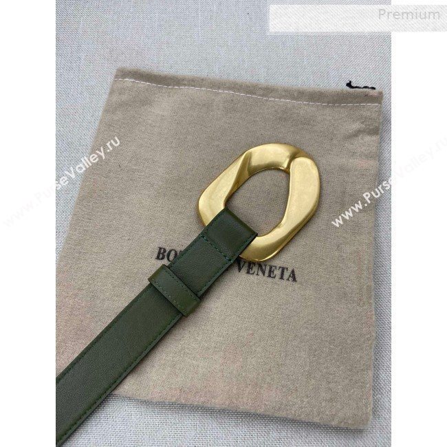 Bottega Veneta Leather Belt 25mm with Metal Framed Buckle Green 2020 (SJ-0010612)