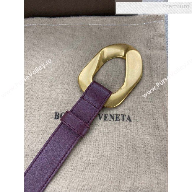 Bottega Veneta Leather Belt 25mm with Metal Framed Buckle Burgundy 2020 (SJ-0010613)