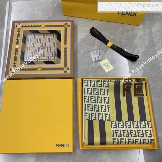 Fendi Silk FF Stripes Check Square Scarf 90x90cm 2019 (WNS-0010618)