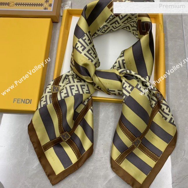 Fendi Silk FF Stripes Check Square Scarf 90x90cm 2019 (WNS-0010618)