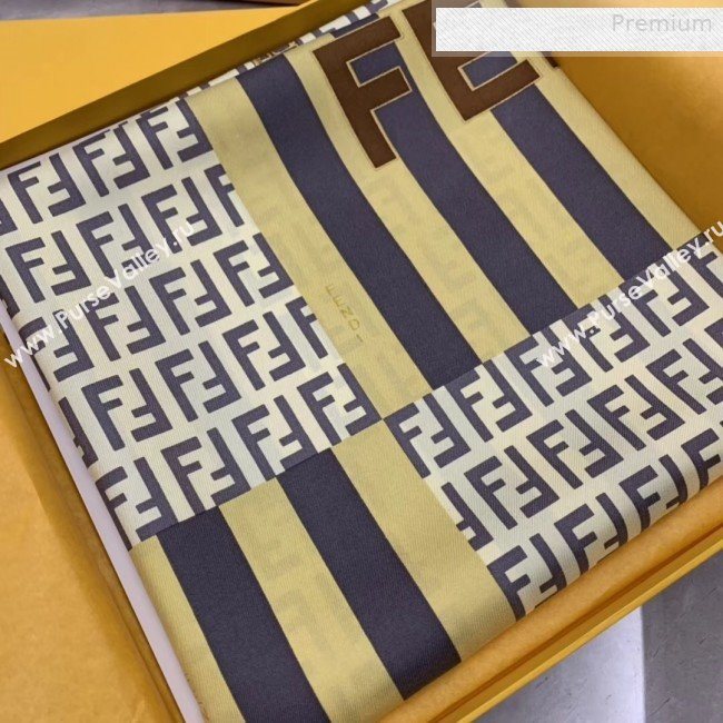 Fendi Silk FF Stripes Check Square Scarf 90x90cm 2019 (WNS-0010618)