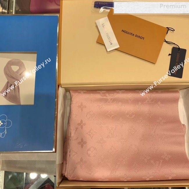 Louis Vuitton LV Timeless Monogram Cashmere Scarf 47x200cm Pink 2019 (WNS-0010616)
