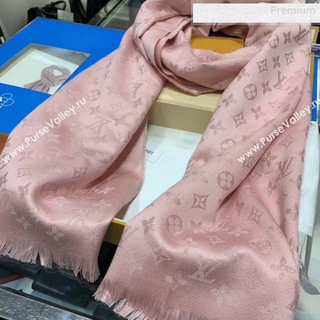 Louis Vuitton LV Timeless Monogram Cashmere Scarf 47x200cm Pink 2019 (WNS-0010616)