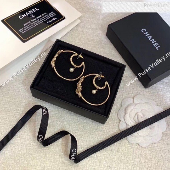 Chanel Crystal CC Pearl Hoop Earring 2019 (YF-0010623)
