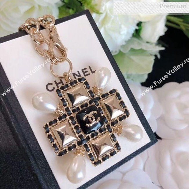 Chanel Chain Leather Square Pendant Necklace AB3044 2019 (YF-0010625)