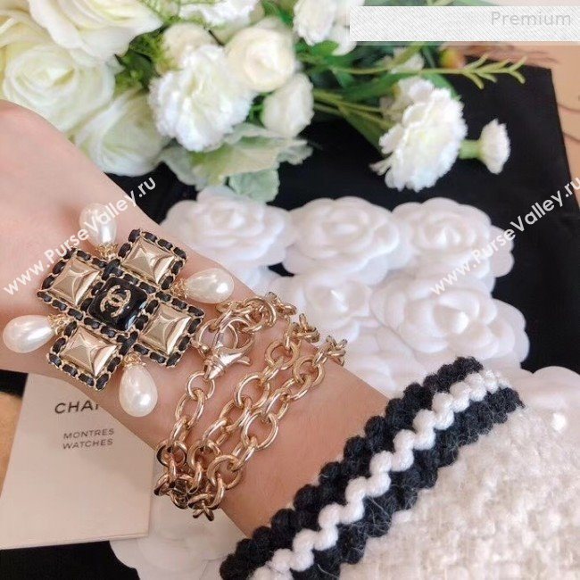 Chanel Chain Leather Square Pendant Necklace AB3044 2019 (YF-0010625)