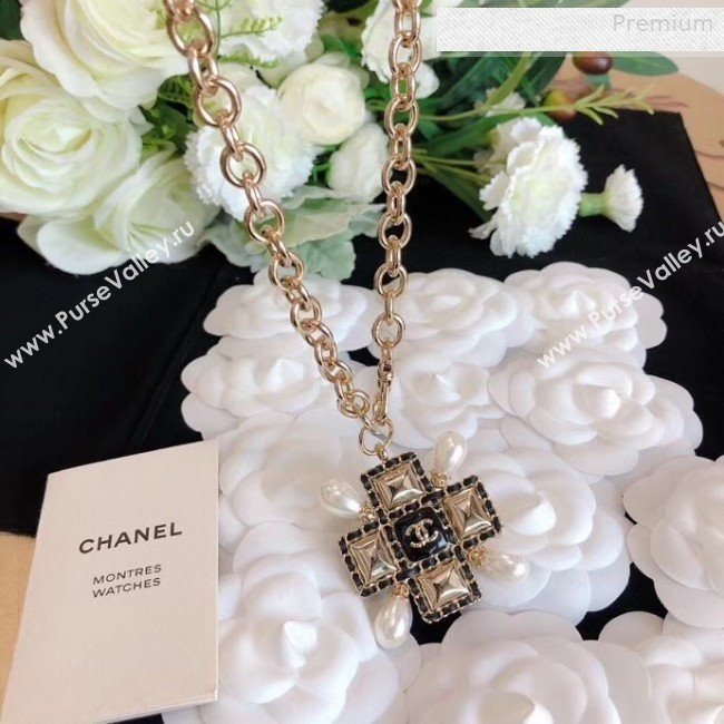 Chanel Chain Leather Square Pendant Necklace AB3044 2019 (YF-0010625)