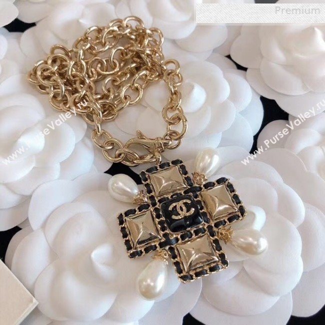 Chanel Chain Leather Square Pendant Necklace AB3044 2019 (YF-0010625)