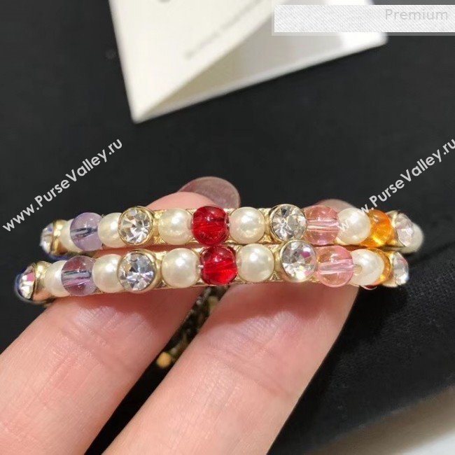 Chanel Colored Pearl Hoop Earrings AB3195 2019 (YF-0010627)