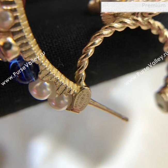 Chanel Colored Pearl Hoop Earrings AB3195 2019 (YF-0010627)