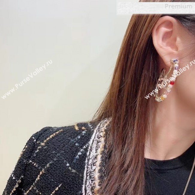 Chanel Colored Pearl Hoop Earrings AB3195 2019 (YF-0010627)