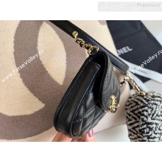 Chanel Quilted Lambskin Waist/Belt and Coin Purse AP0743 Black/White 2020 (XING-0010704)