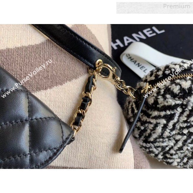 Chanel Quilted Lambskin Waist/Belt and Coin Purse AP0743 Black/White 2020 (XING-0010704)