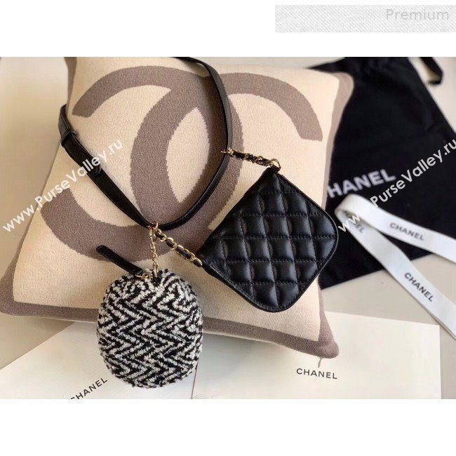 Chanel Quilted Lambskin Waist/Belt and Coin Purse AP0743 Black/White 2020 (XING-0010704)
