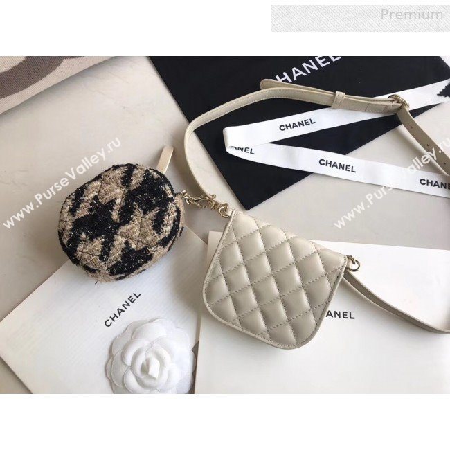 Chanel Quilted Lambskin Waist/Belt and Coin Purse AP0743 White/Beige 2020 (XING-0010702)