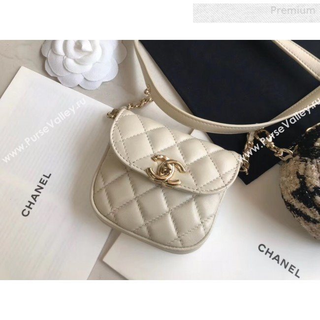 Chanel Quilted Lambskin Waist/Belt and Coin Purse AP0743 White/Beige 2020 (XING-0010702)