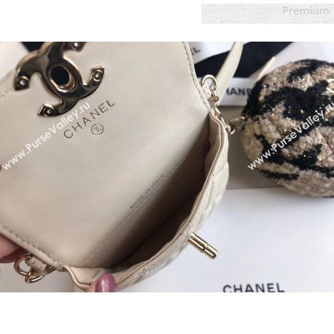 Chanel Quilted Lambskin Waist/Belt and Coin Purse AP0743 White/Beige 2020 (XING-0010702)