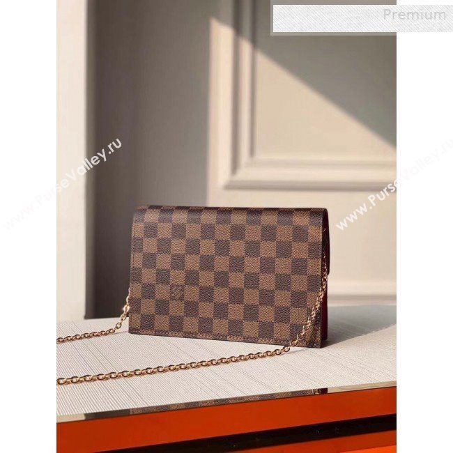 Louis Vuitton Croisette Damier Ebene Canvas Chain Wallet N60288 Red 2019 (KI-0010706)