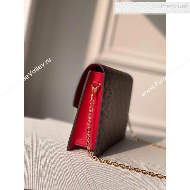 Louis Vuitton Croisette Damier Ebene Canvas Chain Wallet N60288 Red 2019 (KI-0010706)