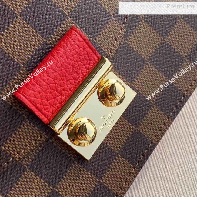 Louis Vuitton Croisette Damier Ebene Canvas Chain Wallet N60288 Red 2019 (KI-0010706)