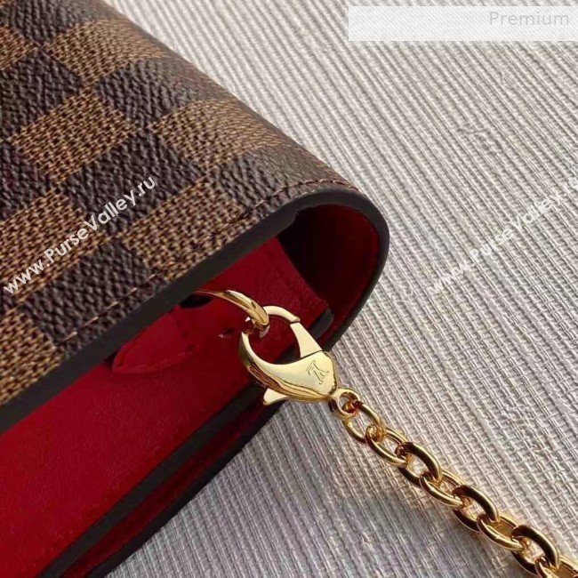 Louis Vuitton Croisette Damier Ebene Canvas Chain Wallet N60288 Red 2019 (KI-0010706)