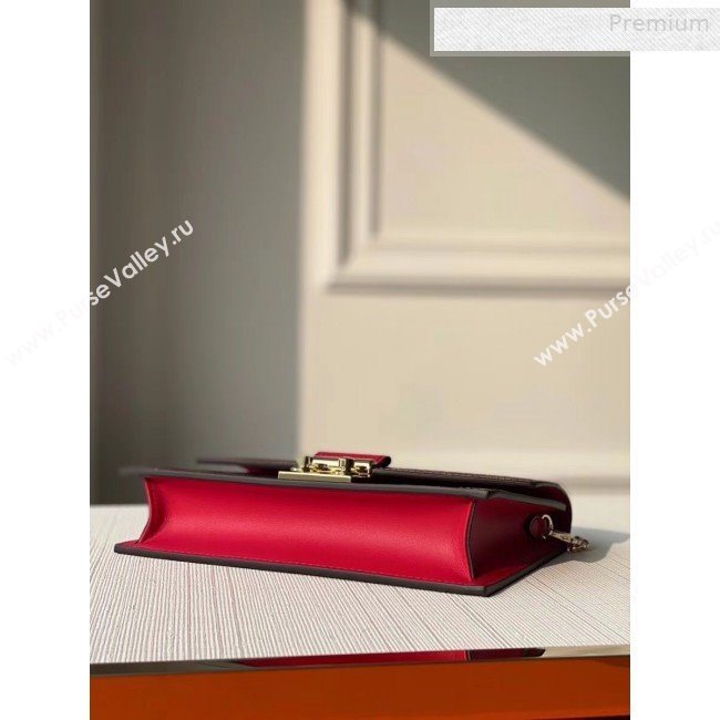 Louis Vuitton Croisette Damier Ebene Canvas Chain Wallet N60288 Red 2019 (KI-0010706)