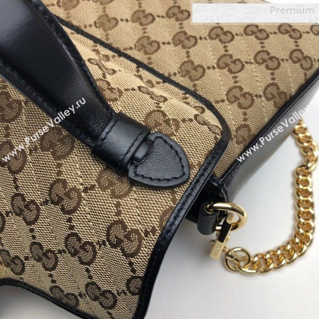 Gucci GG Diagonal Marmont Mini Top Handle Bag 583571 Beige/Black 2020 (DLH-0010234)