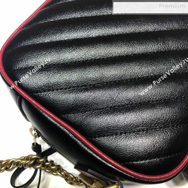 Gucci GG Diagonal Marmont Small Shoulder Bag with Bamboo Top Handle 602270 Black 2019 (DLH-0010235)