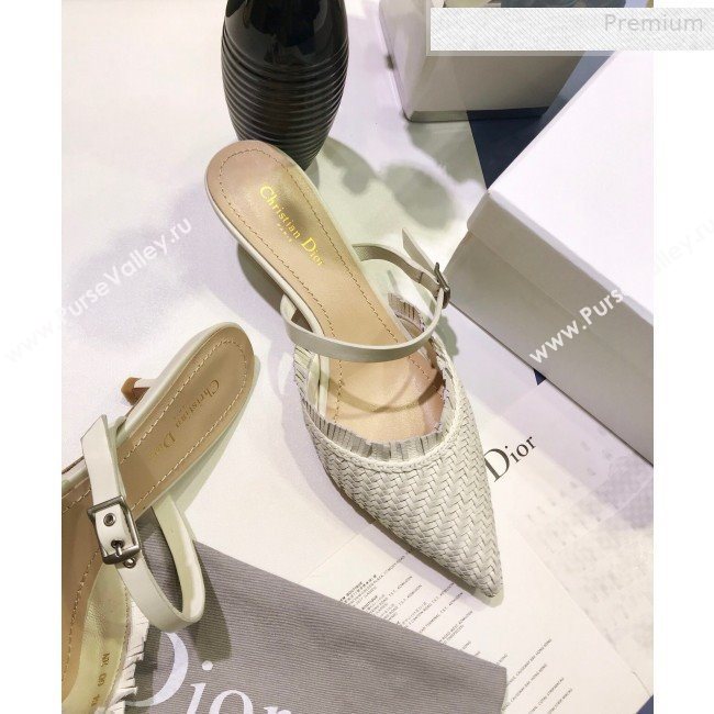 Dior JAdior Teddy-D Fringe Mules in Braided Lambskin White 2020 (JC-0010301)