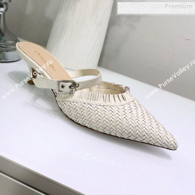 Dior JAdior Teddy-D Fringe Mules in Braided Lambskin White 2020 (JC-0010301)