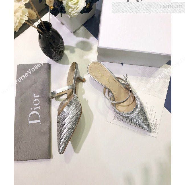 Dior JAdior Teddy-D Fringe Mules in Braided Lambskin Silver 2020 (JC-0010302)