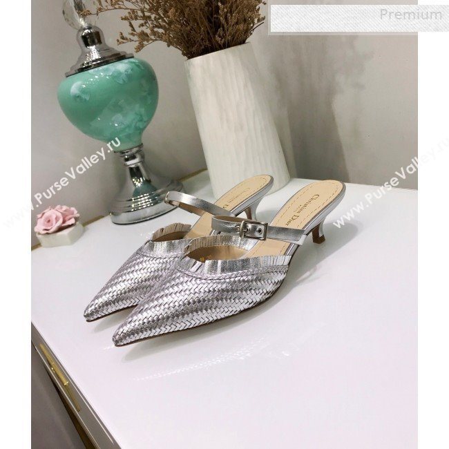 Dior JAdior Teddy-D Fringe Mules in Braided Lambskin Silver 2020 (JC-0010302)