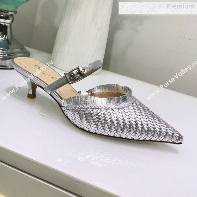 Dior JAdior Teddy-D Fringe Mules in Braided Lambskin Silver 2020 (JC-0010302)