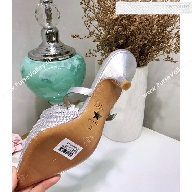 Dior JAdior Teddy-D Fringe Mules in Braided Lambskin Silver 2020 (JC-0010302)