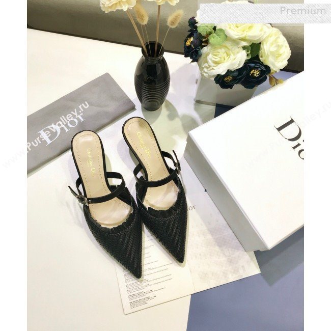 Dior JAdior Teddy-D Fringe Mules in Braided Lambskin Black 2020 (JC-0010303)