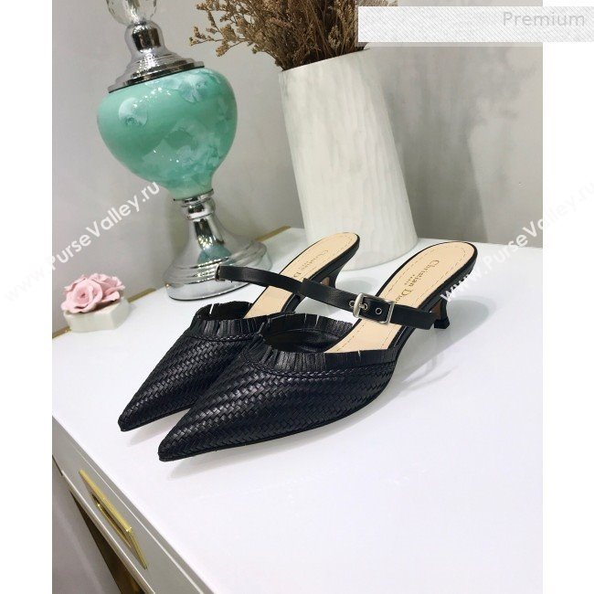 Dior JAdior Teddy-D Fringe Mules in Braided Lambskin Black 2020 (JC-0010303)