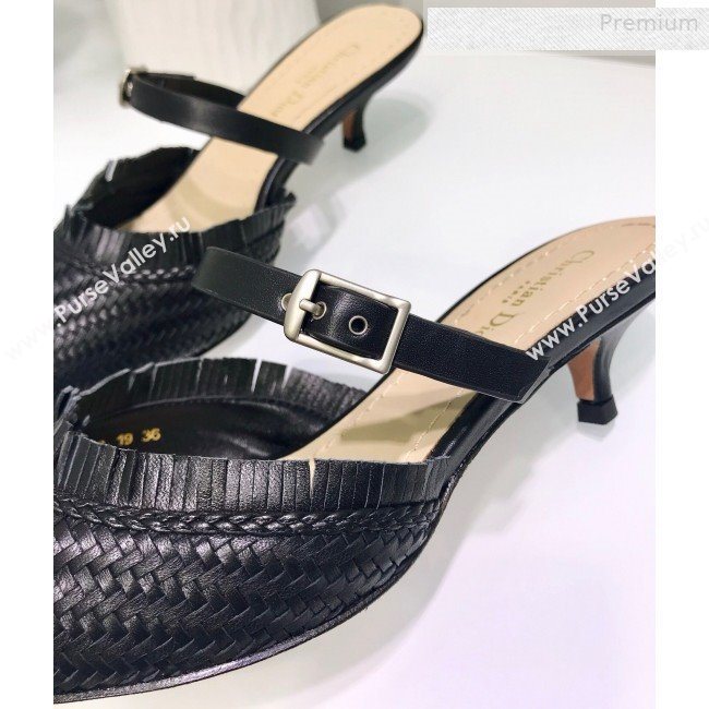 Dior JAdior Teddy-D Fringe Mules in Braided Lambskin Black 2020 (JC-0010303)