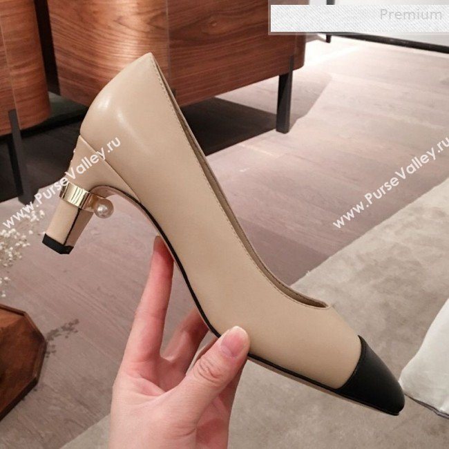Chanel Lambskin Pearl Heel Pumps G35112 Beige 2020 (KL-0010304)
