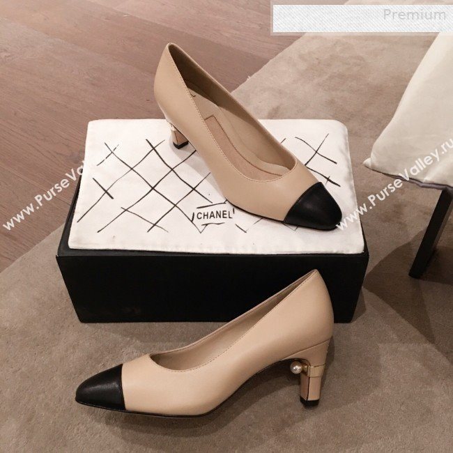 Chanel Lambskin Pearl Heel Pumps G35112 Beige 2020 (KL-0010304)