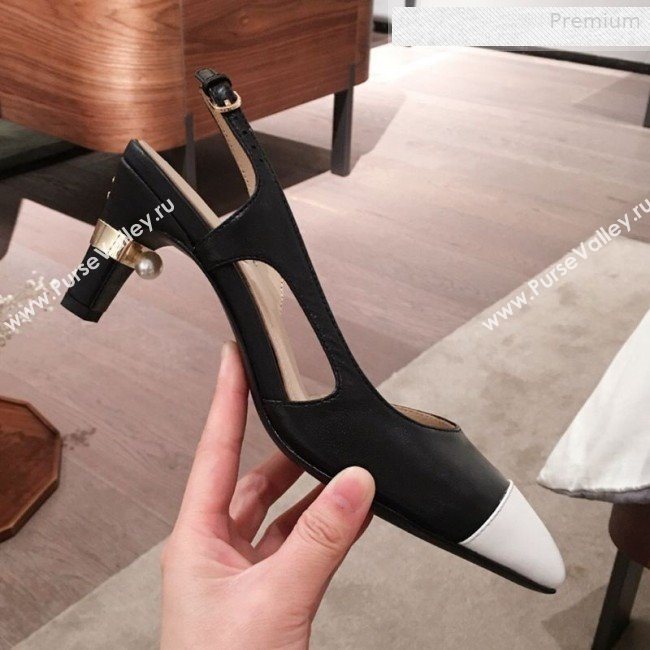 Chanel Lambskin Pearl Heel Slingbacks Pumps G34597 Black 2020 (KL-0010307)