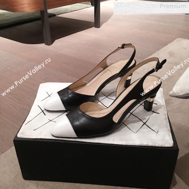 Chanel Lambskin Pearl Heel Slingbacks Pumps G34597 Black 2020 (KL-0010307)