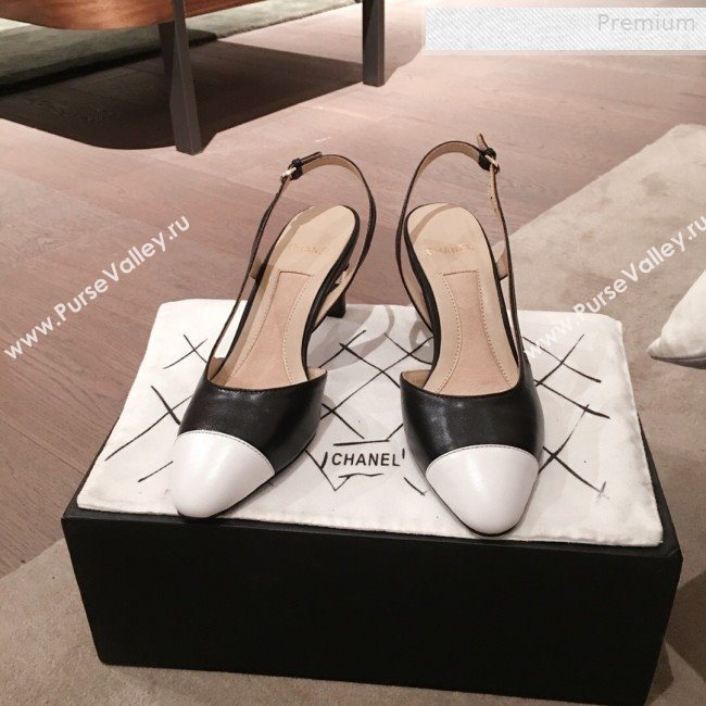 Chanel Lambskin Pearl Heel Slingbacks Pumps G34597 Black 2020 (KL-0010307)