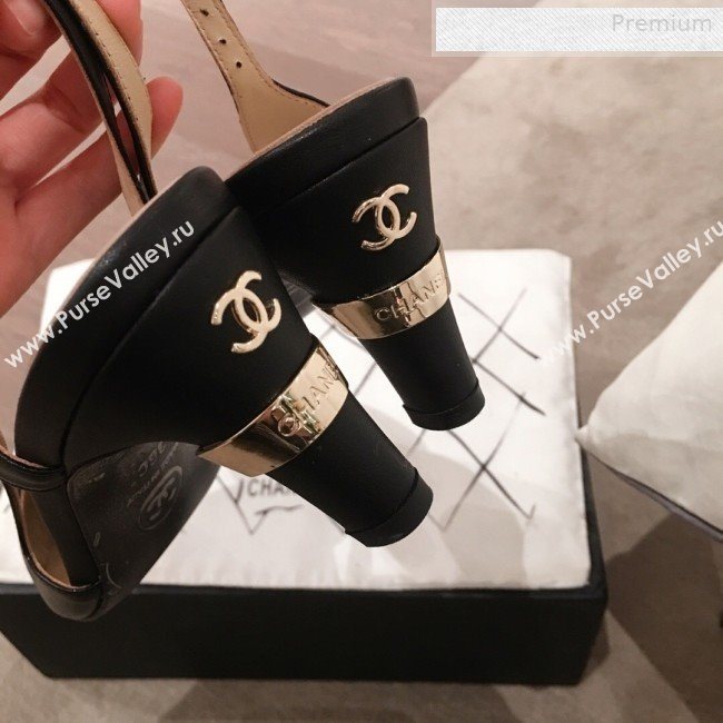 Chanel Lambskin Pearl Heel Slingbacks Pumps G34597 Black 2020 (KL-0010307)