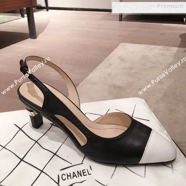 Chanel Lambskin Pearl Heel Slingbacks Pumps G34597 Black 2020 (KL-0010307)